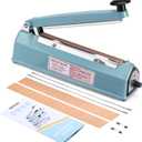 METRONIC Impulse Sealer 8 inch, Manual Heat Sealer Machine for Plastic Bags, Shrink Wrap Bag Sealers Heavy Duty Sealing Machine With Repair Kit (Blue)