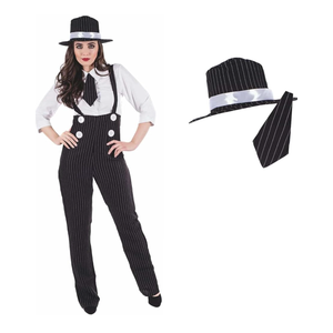 fun shack 20s Mobster Costume for Women, 1920s Gangster Outfit, Halloween Gangster Costume for Women, Vintage Style, Large