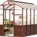 Jocoevol 6x12FT Walk-in Wooden Greenhouse for Outdoor Garden Backyard
