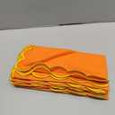 PurpleEssences Scalloped Embroidery Cloth Napkins Christmas Holiday Winter Table Decor 100% Cotton Set of 4-18 x 18 Inch - Orange - Edges - Golden Yellow