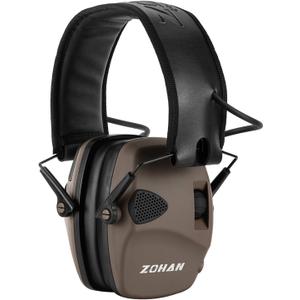 ZOHAN EM054 Electronic Shooting Ear Protection with 4X Sound Amplification, Slim Active Noise Reduction Earmuffs for Gun Range (Brown)