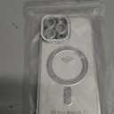 Magnetic Glitter Diamond for iPhone 13 Pro Max Case[Compatible with MagSafe]Sparkle Rhinestone Camera Lens Protector Plated,Crtstal Clear Slim Military Drop Shockproof Cover for Women,Silver