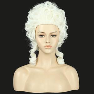 VGbeaty Women Platinum Blonde Curly Short Victorian Beehive Cosplay Wig Adjustable Breathable Cap Halloween Party Costume Wig