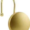 Decorative Shower Curtain Hooks Brass Shower Rings, Simple Modern Style Round Flat-Back Button Design, Gold