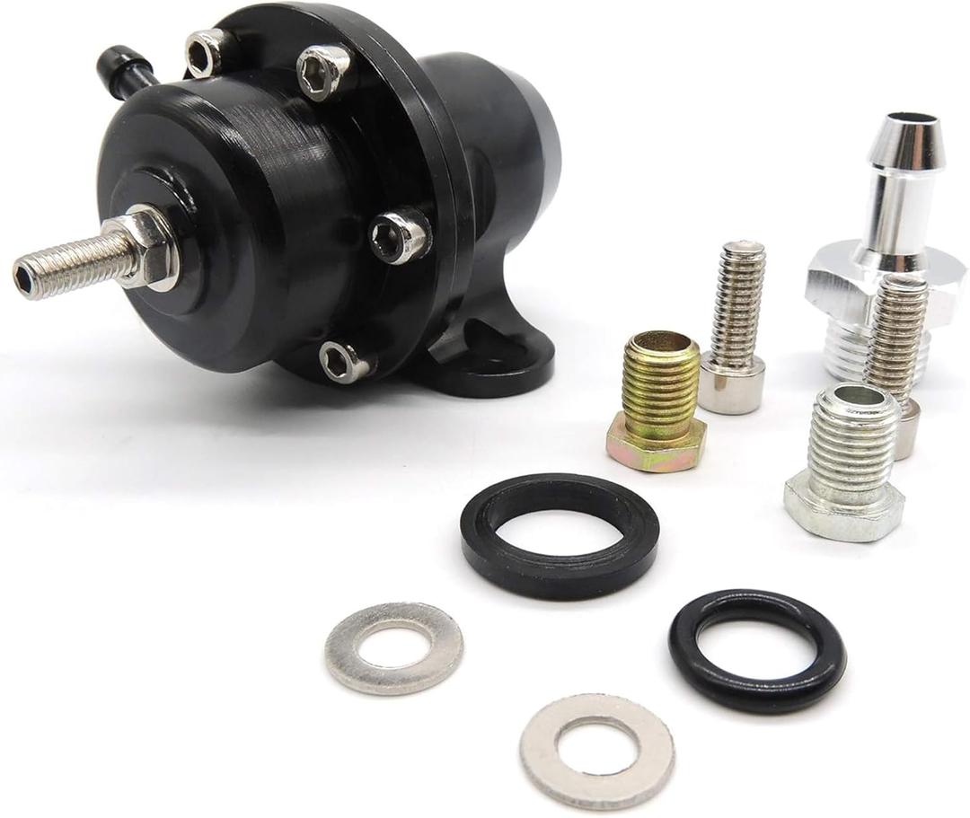 HiSport FPR-008 Fuel Pressure Regulator with Kit - Black High Volume Adjustable Compatible with Honda Acura B-Series Engines EG DC EK B16A B18C