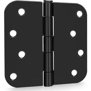 goldenwarm Pack of 3 Matte Black Heavy Duty Iron Door Hinges, 4 Inch x 4 Inch Interior and Exterior Black Door Hinges with 5/8" Radius Corners