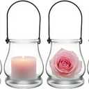 4PCS Hanging Candle Holder for for Wedding Ornaments,Glass Tea Lights Candles Holders,Clear Terrarium Containers Small Glass Globes Ornament Votive Candleholders for Party Celebration Decoration
