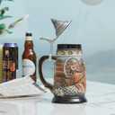 HAUCOZE Beer Stein Mug German Oktoberfest Drinking Stanley Viking Tankard with Petwer Lid for Birthday Gifts Men Father Husband 0.9 Liter