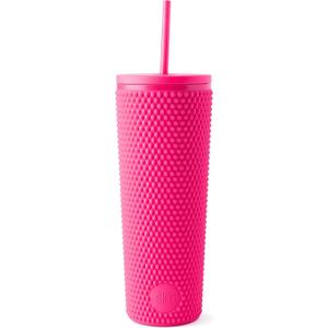 Simple Modern Plastic Matte Studded Tumbler with Lid and Straw | Reusable BPA Free Iced Coffee Cups Double Wall Smoothie Cup | Gifts for Women Men Him Her | Classic Collection | 24oz | Raspberry Vibes