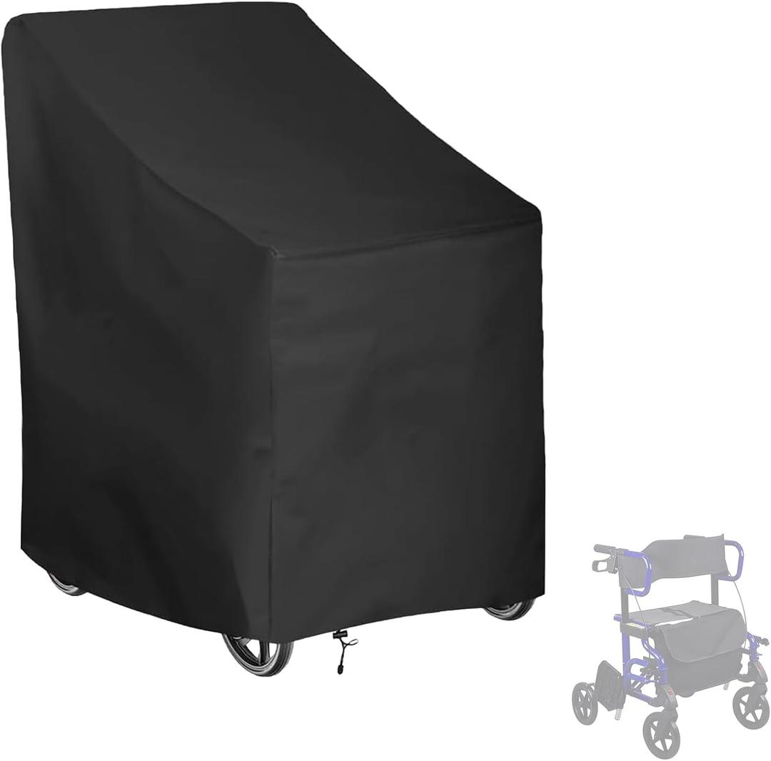 Rollator Walker Cover - Wheel Rolling Walker Protection Sleeve, 420D Waterproof & Dustproof Oxford Fabric, 26"L x 29"W x 35"H (Black)