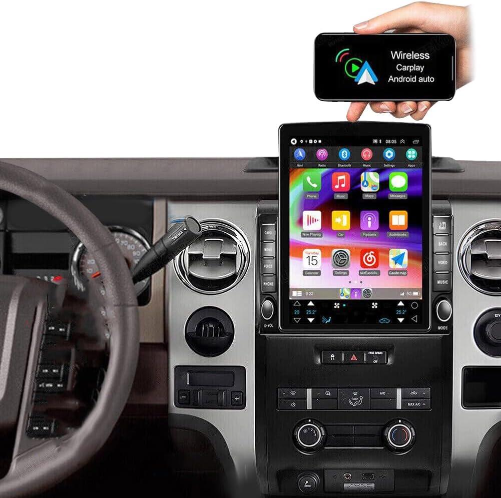 Wireless Double Din Car Stereo Radio for Ford F150 2009-2014 with Carplay/Android Auto,9.7 Touch Screen Android 13 Car Radio with GPS Navigation BT WiFi Mirror Link Backup Camera,2G RAM 32G ROM
