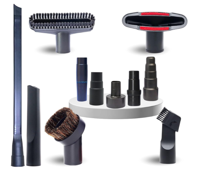 Replacement Vacuum Attachments & Brushes plus Universal Adapter Kit Compatible with Shop Vacs 21/4'' 17/8'' 13/8'' 11/4 Inch Flexible Vacuum Crevice Attachment Tool for Shop Vac Accessories