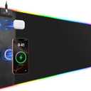 Miroddi Wireless Charging Mouse Pad 15W, RGB Gaming Mousepad 31.5"x15.7" Extra Large Desk Mat, 13 Light Modes, Non-Slip Rubber Base Waterproof Keyboard Mouse Pad for Gamer, PC, MacBook, Laptop