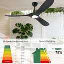 Ceiling Fan with Light and Remote, Modern Outdoor Ceiling Fans with Lights for Indoor Bedroom Living Room Patios Gazebo Wood 3 Blade Propeller High CFM Wet Rated Exterior Fan, Black 60 Inch