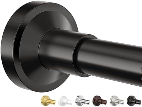 Bonpally Adjustable Tension Curtain Rod, 32-75 Inches Non-Slip Stainless Steel Shower Curtain Rod, Rust-Resistant Telescoping Rod for Bathroom, Kitchen, Dorm, RV, No Drilling, Easy to Install, Black