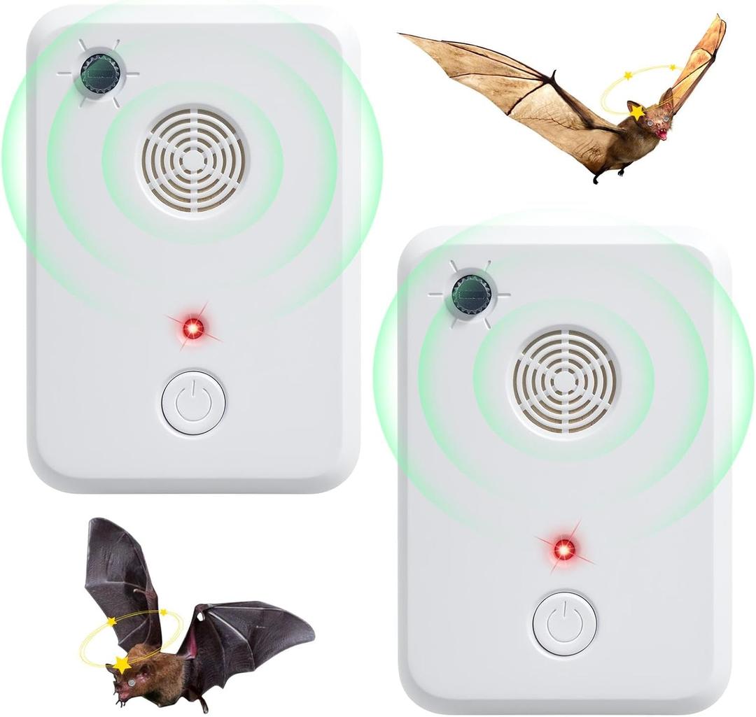 Ultrasonic Bat Repellent Devices for Attic,Bat Removal Keep Away,Electronic Plug in Bird Repellent Deterrent System for Porch Outdoor Indoor,Friendly to Human & Pet(2 Pack)