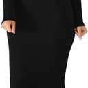 BORIFLORS Women's Sexy Basic Long Sleeve Turtleneck Bodycon Party Long Pencil Dress (Black, S)