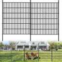 5 Panels No Dig Garden Fence with Gate, 32 in(H) X12.1 ft(L) Metal Fence Panels, Thickened Rustproof Garden Fencing, Animal Barrier for Dogs, Rabbits, and Patio