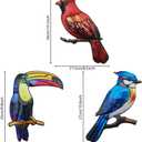 3 Pcs Metal Birds Wall Art Garden Decor, Cardinal Outdoor Wall Art Patio Fence Yard Decoration, 3D Colorful Birds Wall Hanging Sculpture for Garden Outside Livingroom