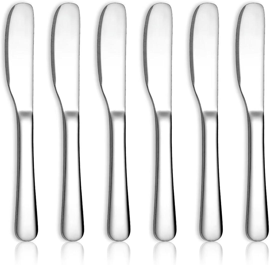 HOMQUEN Stainless Steel Butter Knife, Butter Spreader, Butter Knives, Butter Spreader Knife for Kitchen Restaurant Party, Kitchen Gadgets, Set of 6