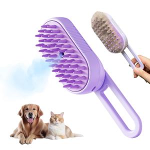 New 3-in-1 Cat Steam Brush With Enhanced Spray, Long Comb Steamy Brush for Shedding, Hair Remover, Cloud Care Water Comb for Long & Short Hair Indoor Cat and Dog (Purple)