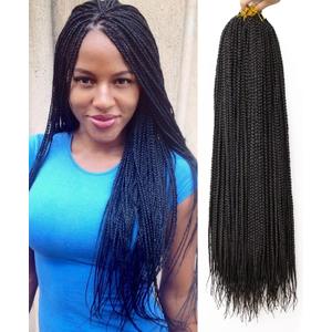 6 Packs Box Braids Crochet Hair Crochet Box Braids Pre-looped Synthetic Hair Crotchet Box Braids Hair 22 Inch (1B, 22inch)