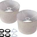 Beige Linen Lampshade Set of 2, 11 Diameter x 8.85 Height Fabric Drum Lamp Shades, Easy Assembly Required Lampshade, Replacement Lampshades for E26 Socket and E27 Socket Table Lamps Floor Lamps