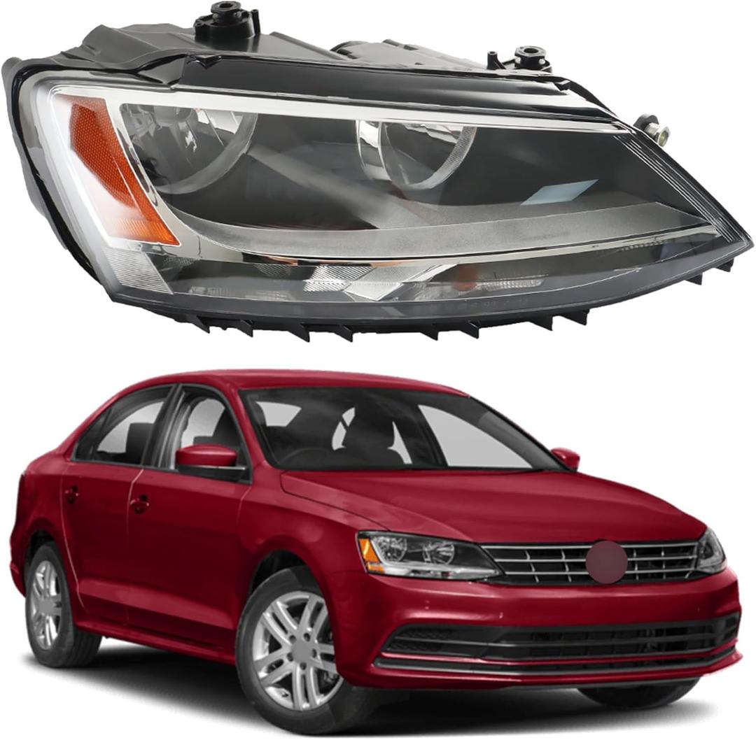 LABLT Passenger Side Headlight Assembly Replacement for Jetta 2011-2018 Halogen Model Right Side Headlamps Replacement for VW2503146