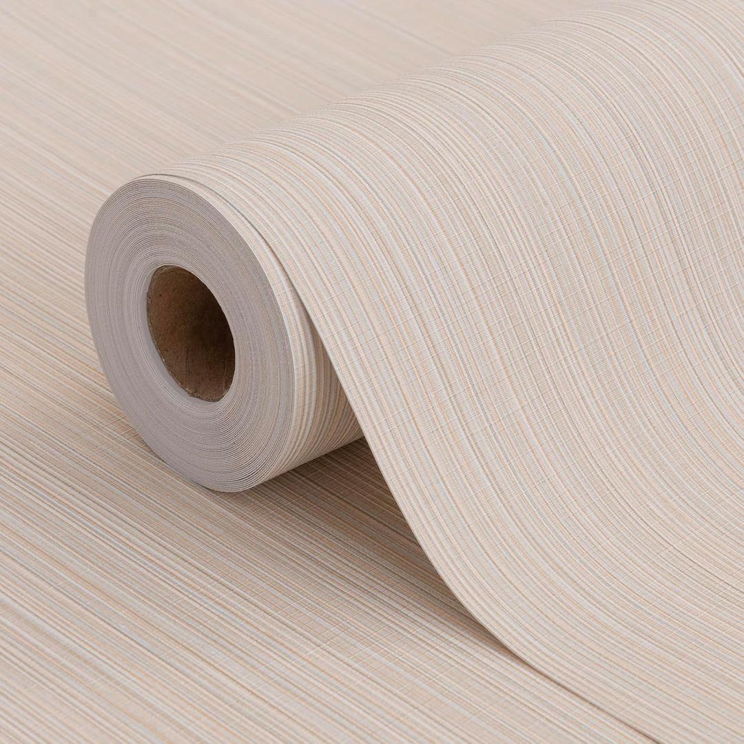 Grasscloth Peel and Stick Wallpaper 20.8"x394" Beige Cream Look Thick Fabric Textured Linen Classic Faux Grassweave Neutral Removable Wallpaper Vinyl Film Roll for Home Use