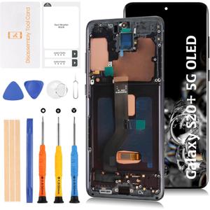 S20+ 5G OLED LCD Display (Fingerprint Support)+Cosmic Black Frame 6.67" Not 6.7" for Samsung Galaxy S20 Plus 4G SM-G985/S20+ 5G SM-G986 LCD Screen Replacement Touch Digitizer Assembly Kit