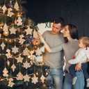 Soaoo 24 Pcs Gingerbread Cookie Ornaments, Gingerbread Ornaments for Christmas Tree, Mini Snowflake Reindeer Hanging Christmas Decorations for Xmas Tree Winter Holiday Crafts, 6 Designs