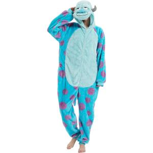 SQLSzt Animal Sulley Monster Onesie Adult Sullivan One Piece Pajamas Unisex Cosplay Costume For Women Men Blue XL