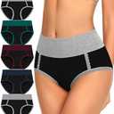 DUKAWA Women Underwear Cotton High Waisted Soft Briefs Full Coverage Comfort Panties Multipack, 5 Pieces, 2XL