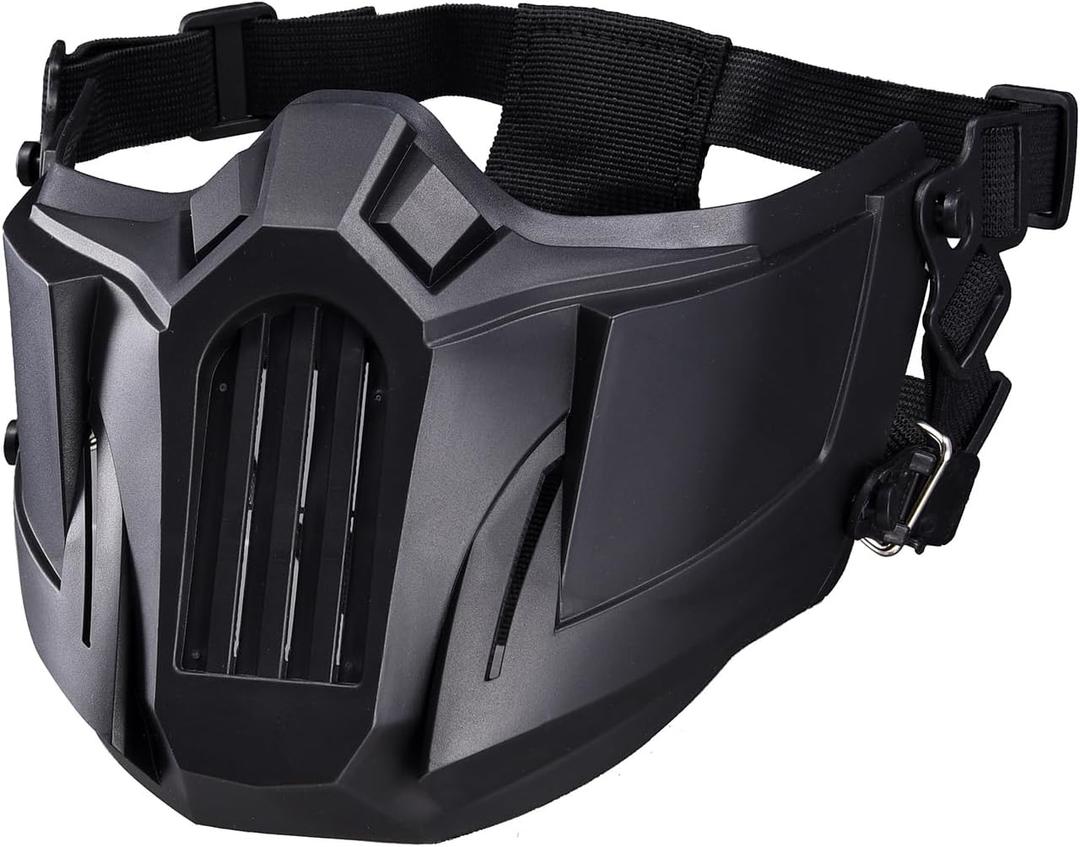 Airsoft Half Face Mask - Creative and Protective Gear for Outdoor Sports Games and CostumesHalloween Cosplay Costume (Black)
