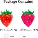8 Pcs 4D Strawberry Balloons Foil Fruit Mylar Balloons for Baby Showers Berry First Birthday Gender Reveal Party Decoration Picnics Indoor Outdoor