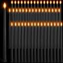 Handepo 48 Pack Flameless Taper Candles Realistic with Yellow Flickering Candlelights Plastic 11 Inch Last Long Battery Operated Window Candlestick for Halloween Christmas(Black)
