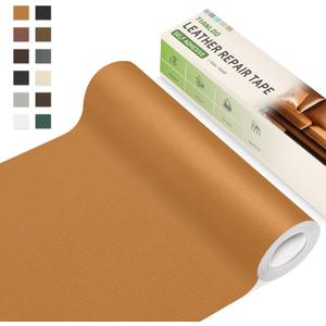 Leather Repair Tape,16 x 80 Inches Self Adhesive Leather Repair PatchLeather Repair Kit for FurnitureCouches,Car Seats,Cabinets,Handbags(Yellowish Brown-Litchi Grain)