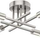 Brushed Nickle Semi Flush Mount Ceiling Lights, 4-Light Modern Industrial Sputnik Chandelier Light Fixture, Silver Flush Mount Light for Kitchen Bedroom Living Room Dining Room Closet, E26 Bulb Socket