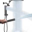Veken All Metal 10" Black Shower Head with Handheld, Luxurious Square Double Rain Shower Heads with Power Wash Hand Held,Dual High Pressure Detachable Rainfall Showerhead with Arm,Bathroom,Matte Black