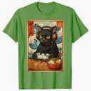 Kawaii Gamer Cat Funny Retro Japanese Cat Ramen Gaming T-Shirt, M