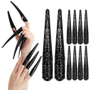 10 Pcs Finger Nail Claw Rings, Fingertip Claw Nail Rings Hands Fingertip Extension Black Costume Accessories for Halloween Cosplay Drama Dance Show