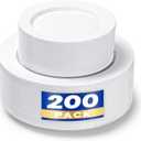 200PCS White Plastic Plates, Heavy Duty Plastic Plate Disposable, Include 100 Dinner and 100 Dessert Plates for Party and Wedding