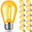 12-Pack Orange String Light Bulbs, Patio String Light Replacement Bulbs for Outdoor Indoor, 1W E26 Base S14 LED Colored Light Bulbs for Christmas Halloween,Holiday,Home Decor