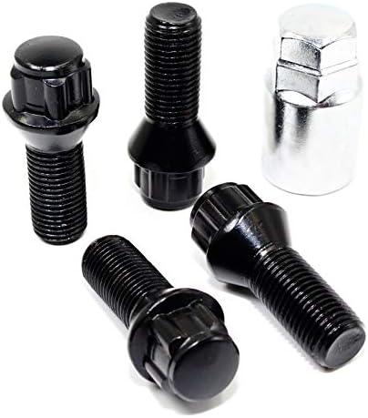 Set of 4 Veritek 14x1.5mm Black Wheel Bolt Locks for Aftermarket Custom Wheels Only Conical Seat 28mm Shank