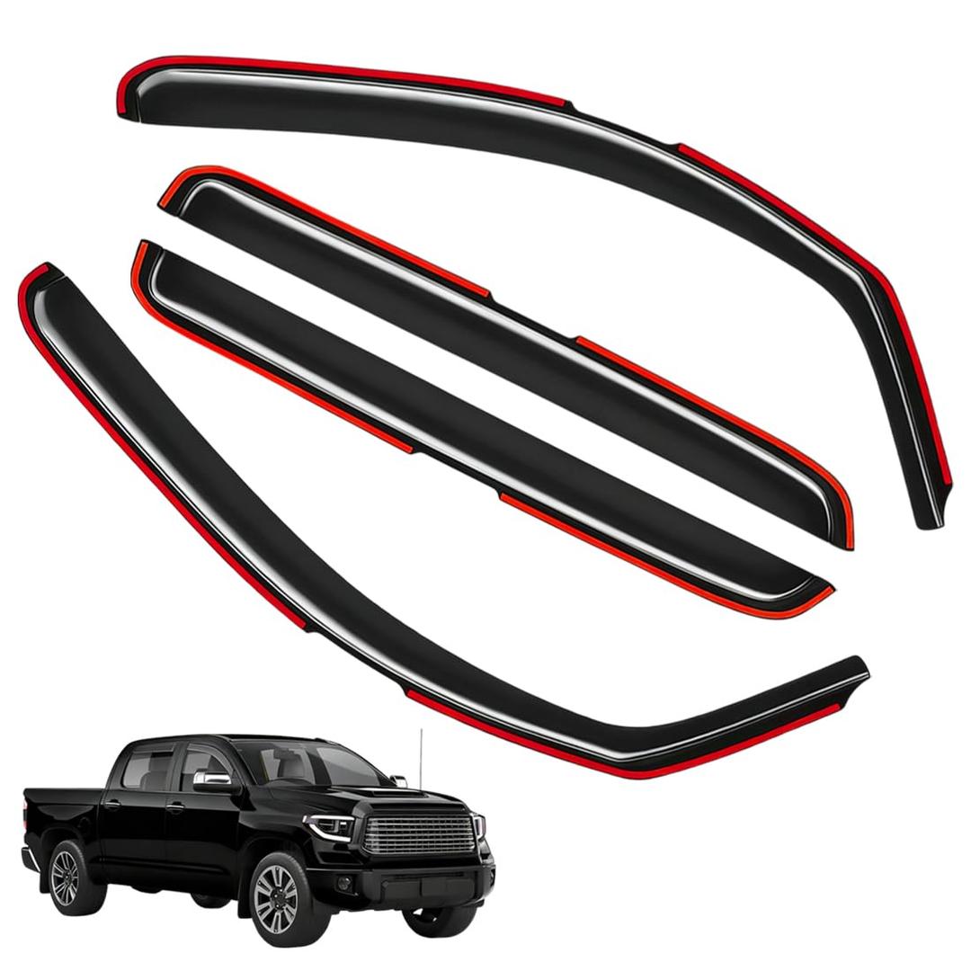 Window Visors Rain Guards FIT 1999–2016 Ford F250-F550 Super Duty SuperCrew – in-Channel Vent Deflectors 4PC Set All-Weather