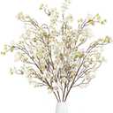 Sggvecsy Artificial Cherry Blossom Flowers 4 Pcs Faux Cherry Blossom Stems Faux Silk Cherry Blossom Branches 41 Fake Flowers Long Stems for Vase Arrangements Home Wedding Table Decor (White)