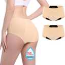 Carer Incontinence Underwear for Women Washable 150ml High Absorbent Leak Proof Underwear for Women Incontinence Panties for Incontinence Postpartum Bladder Leak 2 Pack Beige XL