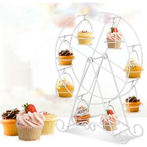 Ferris Wheel Cupcake Stand Dessert Serving Tray, Ferris Wheel Cupcake Stand for Carnival and Circus Theme Party Wedding Party Furnishing Accessories (White)