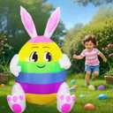 5FT Easter Inflatables Outdoor Decorations Inflatable Bunny with Built in LED Lights, Cute Rabbit Blow Up Yard Decoration for Lawn Garden Holiday Party