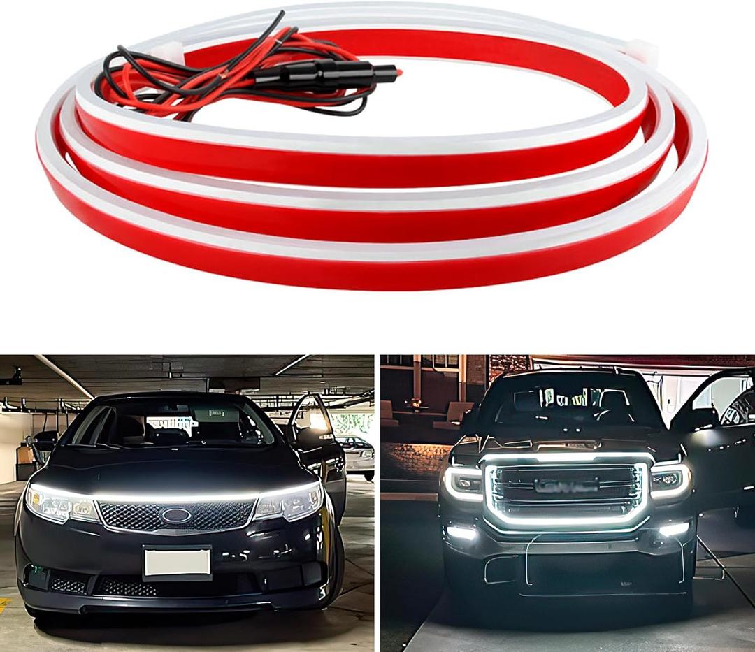 DREAMIZER 94" Inch Dynamic Scan Start Up Car LED Under Hood Light Strip Glow Daytime Running Light(White)